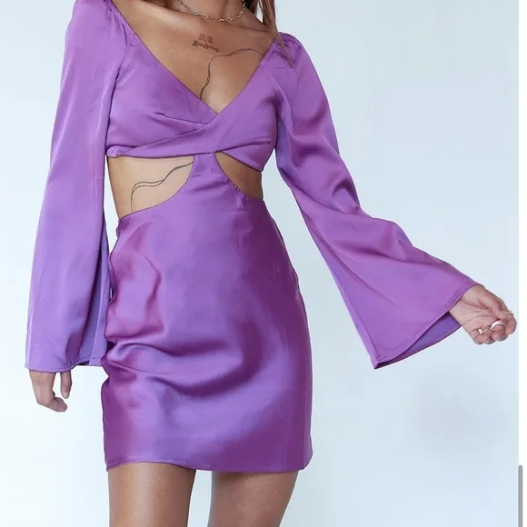 open lace back dress Fadyen Bias Cut Maxi Dress Lilac